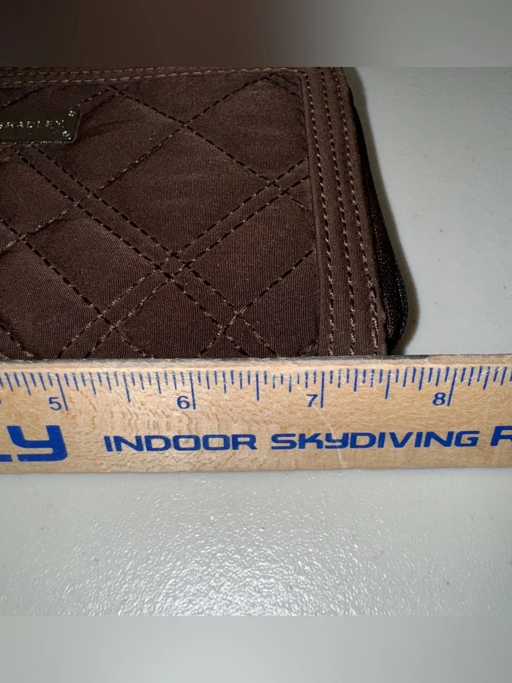 VERA BRADLEY Wallet Quilted Brown Zip Money Holder Zebra Stripe Chocolate Classi - Picture 7 of 10